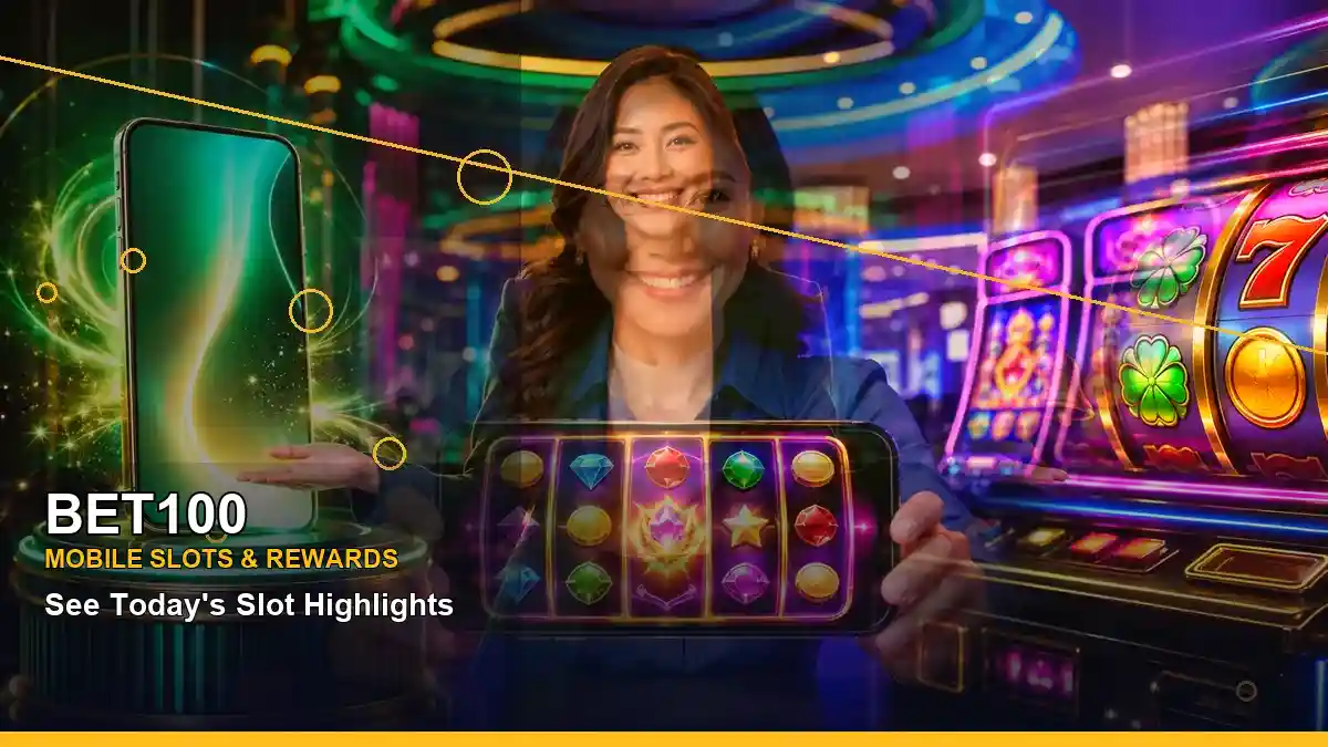 BET100 right close-up gold jackpot slot games highlighting mobile-friendly casino play